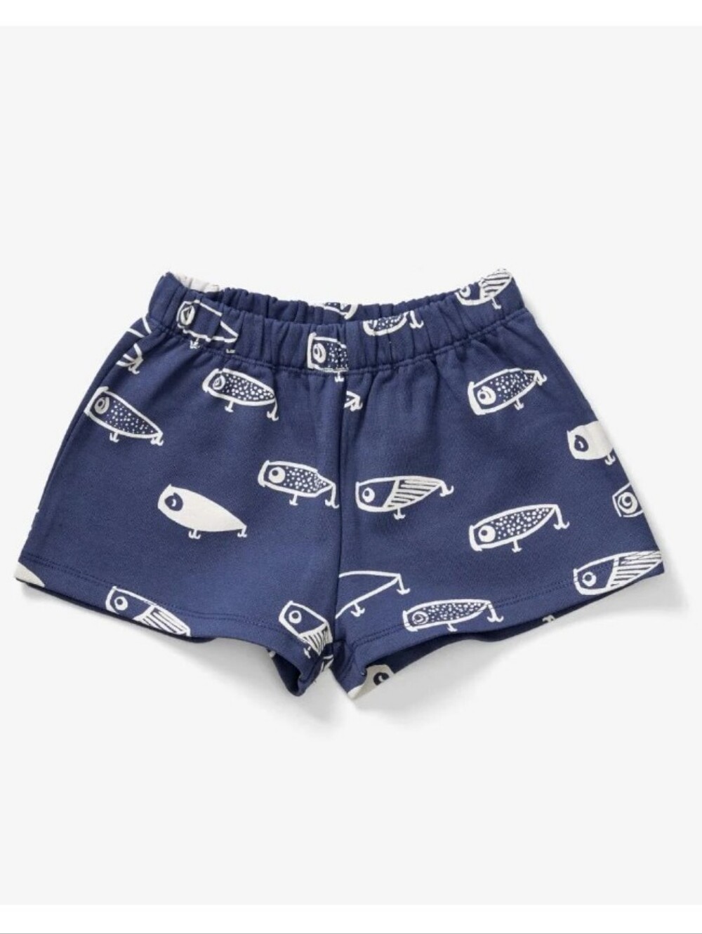 NWT Lewis Blue Fish Print Girls' Track Shorts Size 6 100% Organic Cotton